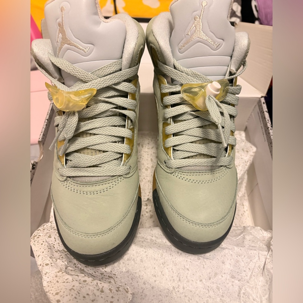 Jordan Kids Light Green and Gray Sneakers